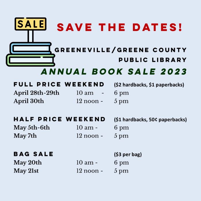 Greeneville/Greene County Library Book Sale (Half Price Weekend)