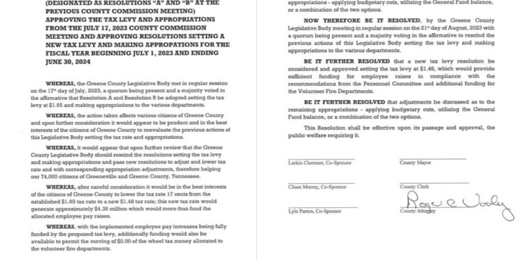 Resolution Calls For Rescinding Recent Tax Increase