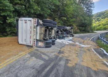 Overturned Tractor Trailer Closes Asheville Highway