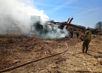 Machinery Being Used For River Cleanup Catches Fire