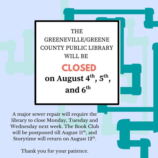 Closed Days At The Greeneville Library