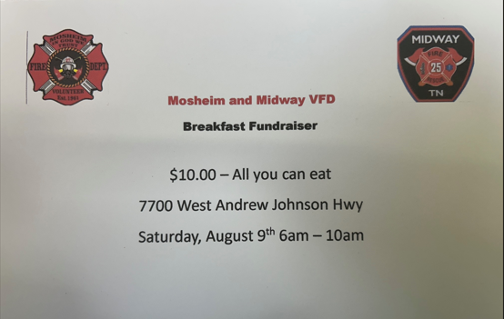 Mosheim And Midway Breakfast Fundraiser