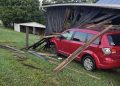 Car Leaves Road, Strikes Barn
