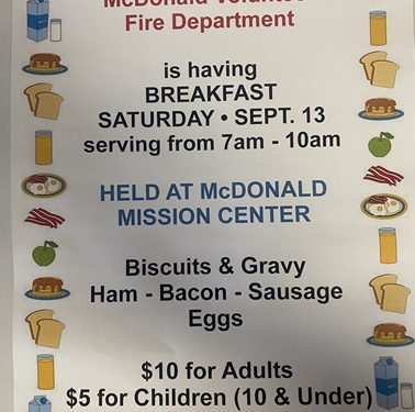 McDonald Volunteer Fire Department Hosts Breakfast