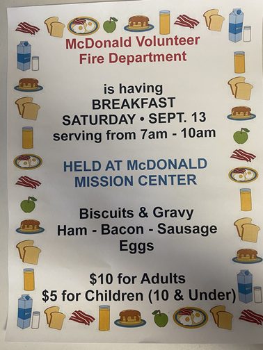 McDonald Volunteer Fire Department Hosts Breakfast
