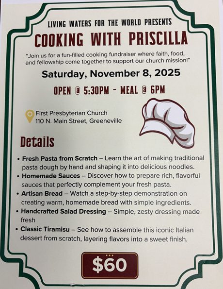 First Presbyterian Church Hosts Cooking Fundraiser