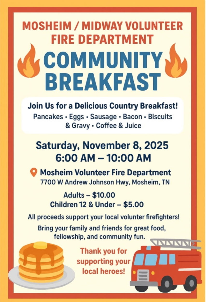 Mosheim Volunteer Fire Department Hosts Community Breakfast
