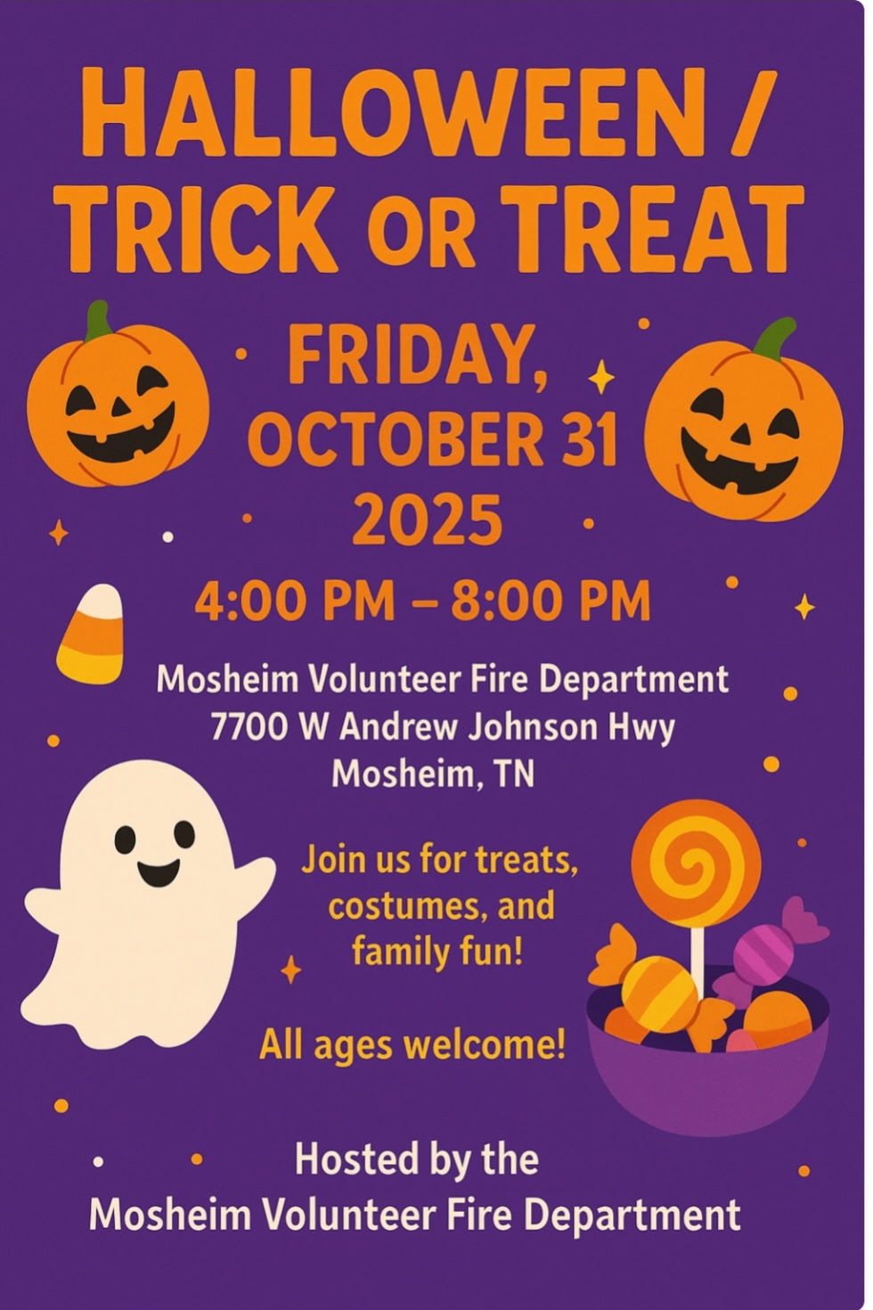 Trick Or Treat At Mosheim Fire Department