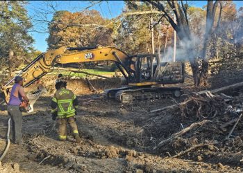 Excavator Catches Fire During Brush Removal On Greenlawn Avenue