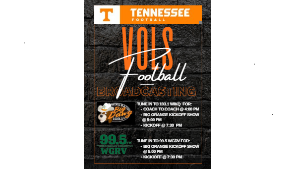 WGRV And WIKQ Game Of The Week: Vols Football