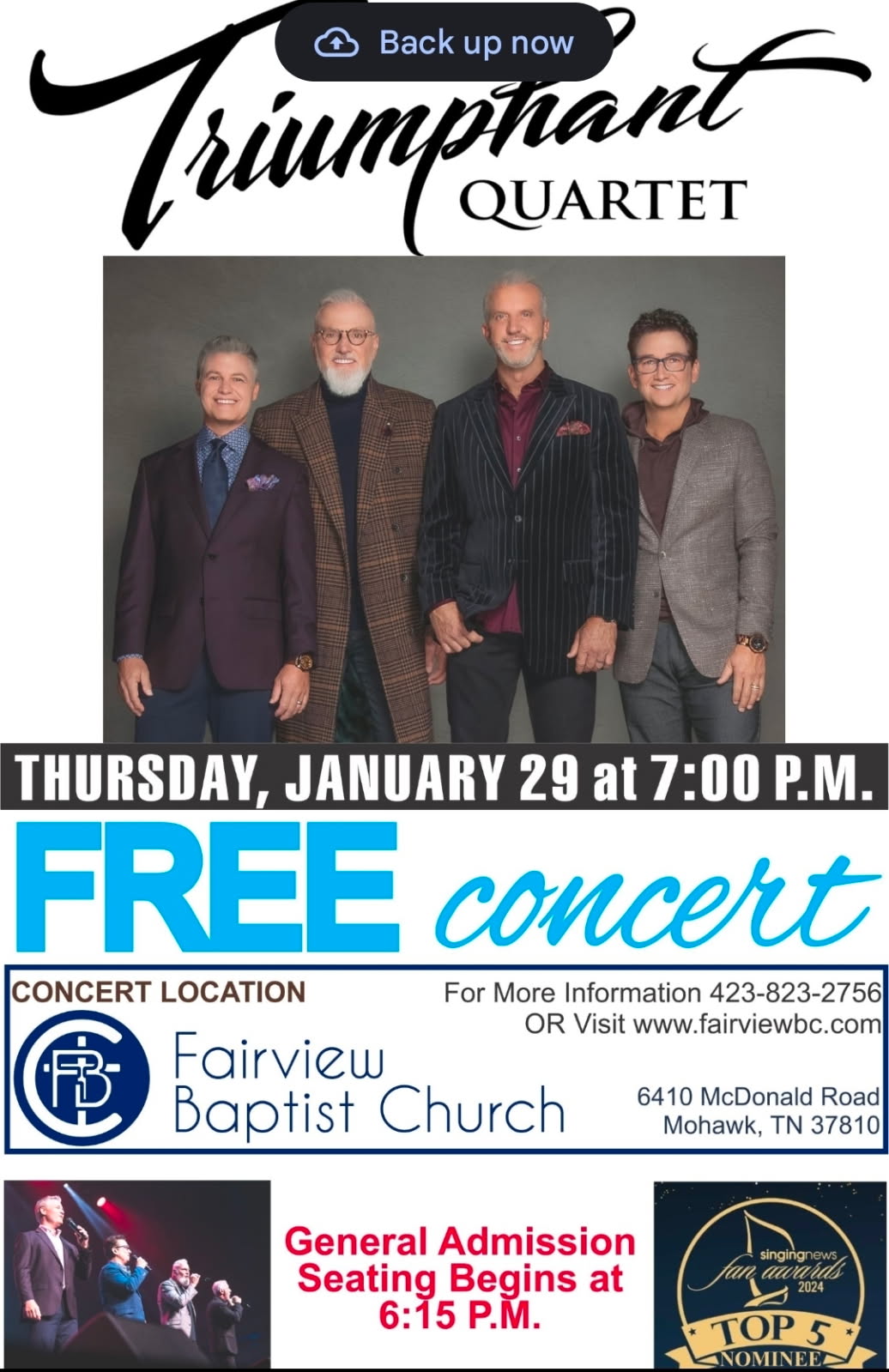 Triumphant Quartet Hosts Free Concert