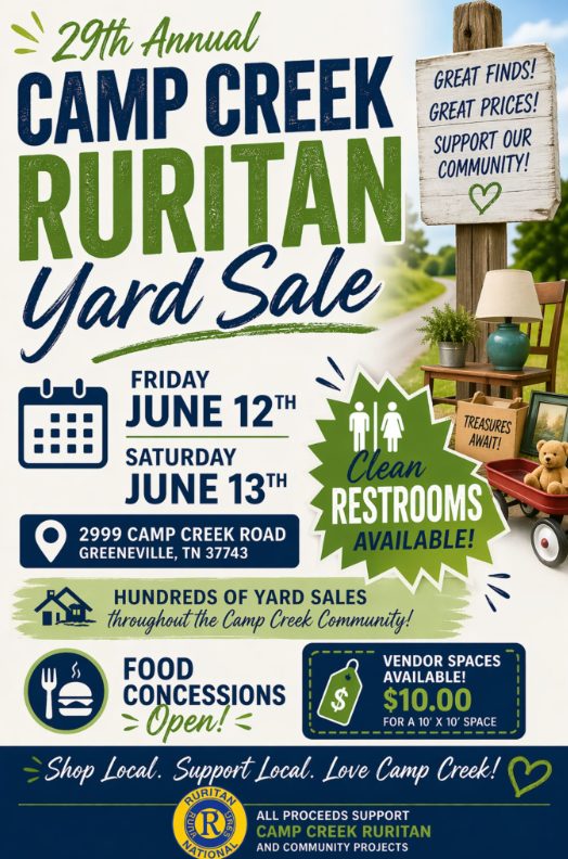 29th Annual Camp Creek Ruritan Community Yard Sale