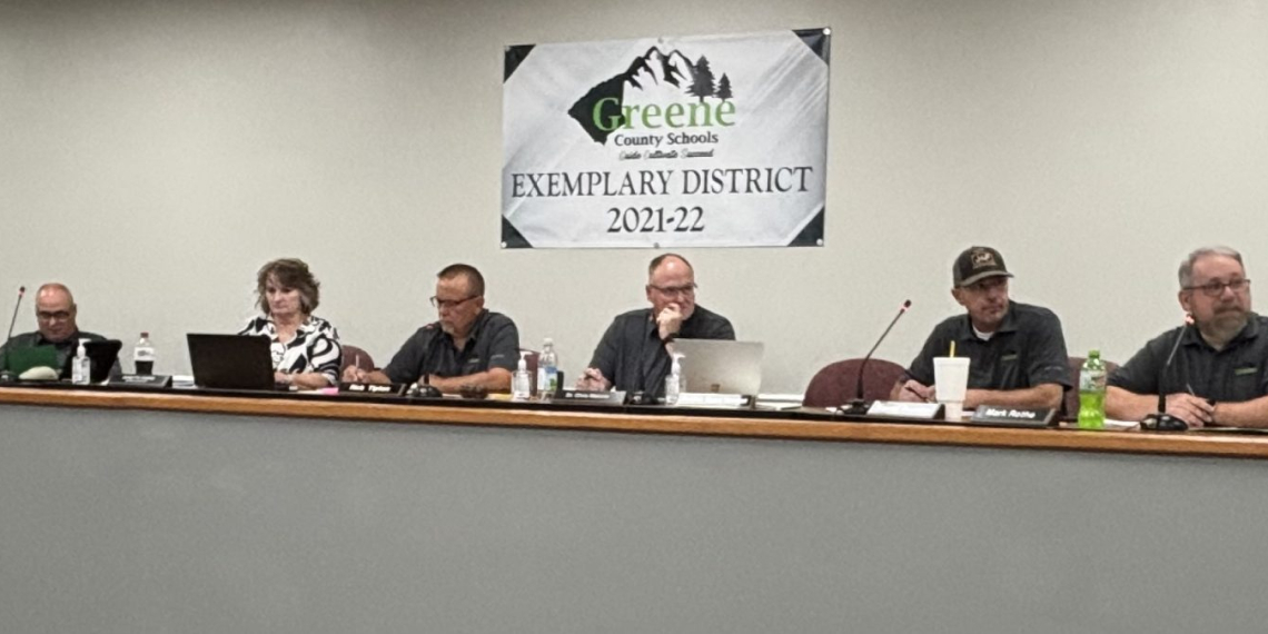 Greene County Board of Education members meeting for the final time in the 2025-2026 school year.