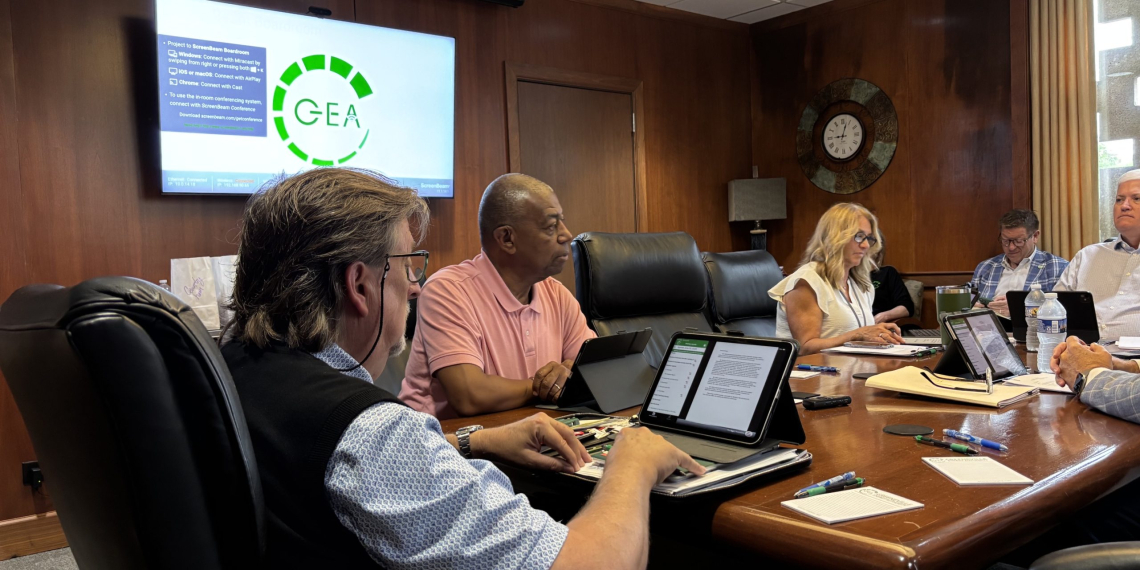 (L-R) Board Chair Tim Teague, the retiring Willie Anderson, Executive Assistant and HR Shawn Collins, Partnership President and CEO Jeff Taylor and GEA President and CEO Dwayne Wells.