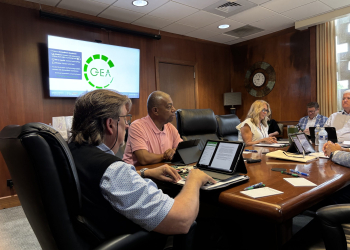 (L-R) Board Chair Tim Teague, the retiring Willie Anderson, Executive Assistant and HR Shawn Collins, Partnership President and CEO Jeff Taylor and GEA President and CEO Dwayne Wells.