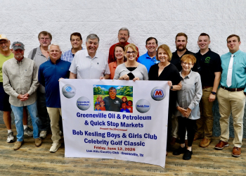 The Bob Kesling Boys & Girls Club Celebrity Golf Classic met recently and posed for this picture to help promote the annual event.

Front row (left to right): Johnny Honeycutt, Doug DeBusk, Bob Kesling, Laura Pendleton, Shawn Collins, Rebecca Tipton, and Carla Bewley.

Back row (left to right): Eddie Brown, Danny Venerable, Scott Bullington, Johnny Jones, Kyle Moore, Peyton Malone, Drew Hall, and Levi Myers.