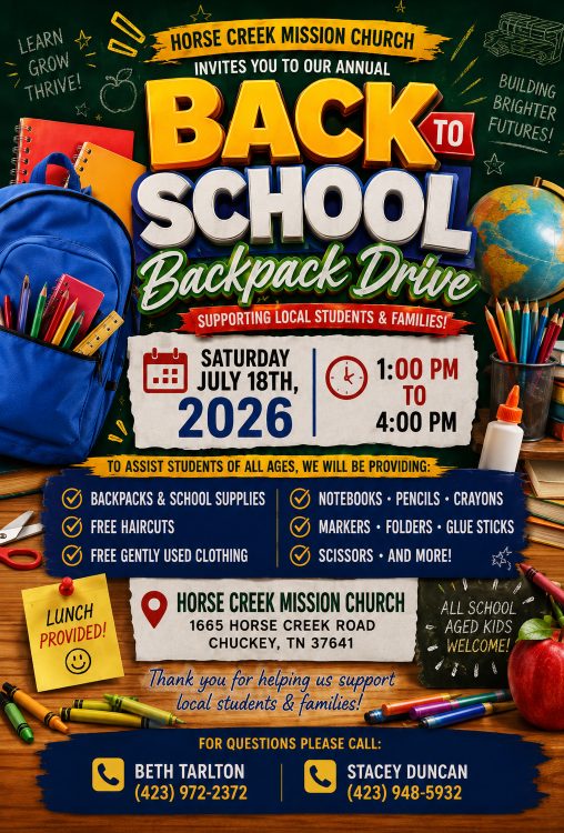 Horse Creek Mission Church Hosts Back To School Backpack Drive