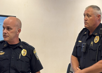 (L-R) Police Chief Josh Pierce introduces his new Assistant Chief of Police Eddie Key to City Council Tuesday.