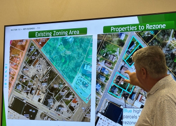 Town of Greeneville Development Services Director Andy Broyles addresses the Planning Commission on a rezoning matter during the Tuesday meeting.