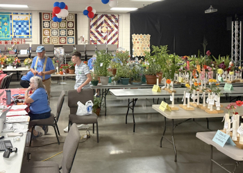 The Ann Gaut Expo Building at the Greene County Fairgrounds was overflowing with flowers, plants and produce on Saturday as members of the public brought perishables to enter in the Greene County Fair. The 76th Greene County Fair will get underway Monday and run through Saturday.
