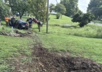 The embankment the car stuck to where the vehicle came to rest (GCSO photo)