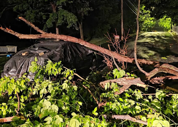 A pop up storm took Greeneville by surprise Saturday night. The storm brought high winds causing damage particularly near downtown. Photo by Greeneville Public Works.