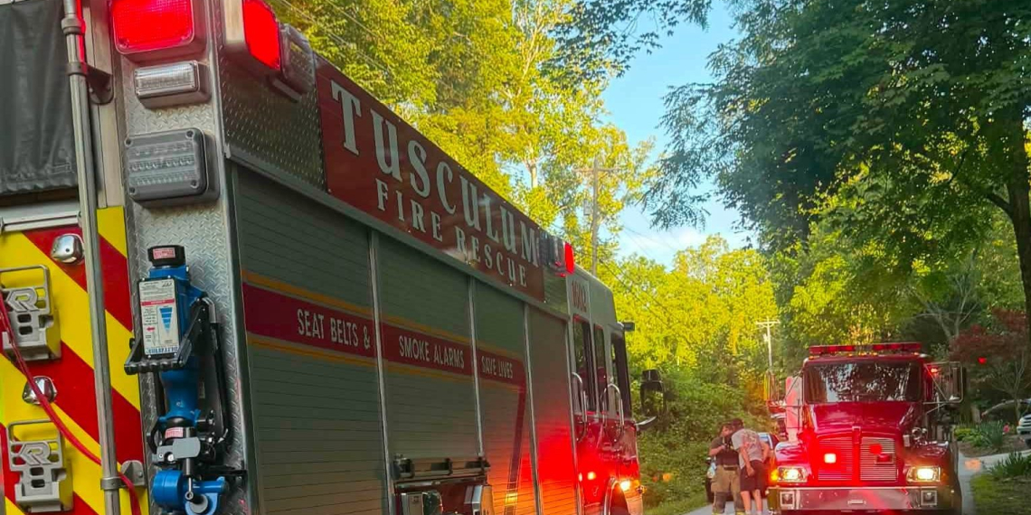 Units from four Volunteer Fire Departments (including Tusculum pictured here) assisted at the West Pines Road fire call Monday.
