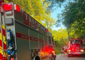 Units from four Volunteer Fire Departments (including Tusculum pictured here) assisted at the West Pines Road fire call Monday.