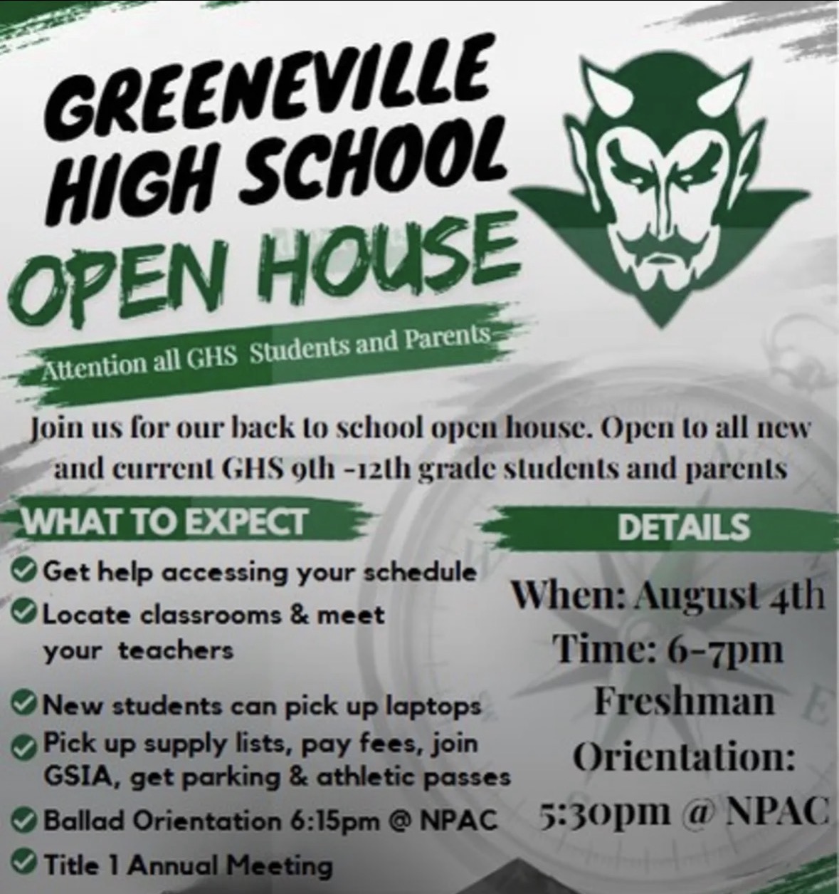 Greeneville High School Open House And Orientation
