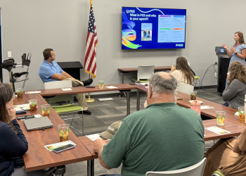 Ag Extension Agent Susan Conner, right, talks about the impact of Family and Consumer Science programming provide by UT Ag Extension in Greene County on Thursday night.