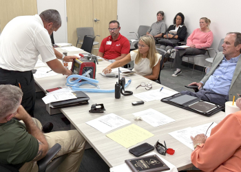 EMS Director T.J. Manis shows off a new transport ventilator on Thursday at a meeting of the Greene County-Greeneville EMS Board. The ventilators are now on ambulances in Greene County to help improve patient outcomes.