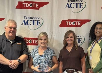 L to R- Dr. Nathan Bailey- CTE Director Kingsport City Schools, Brian Culbert- CTE Director Elizabethton City Schools, Renée Hensley- TCAT Elizabethton, Deidra Pendley- Former CTE Director Bristol City Schools, Dr. Sheila Morgan Osborne- CTE Director Bristol City Schools, Dr. Josh Davis- CTE Director Greeneville City Schools