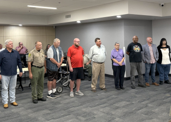 Several County Commissioners and county-wide office holders Road Superintendent Kevin Swatsell and Sheriff Wesley holt are recognized for attending their last County Commission meeting in their respective roles on Monday.