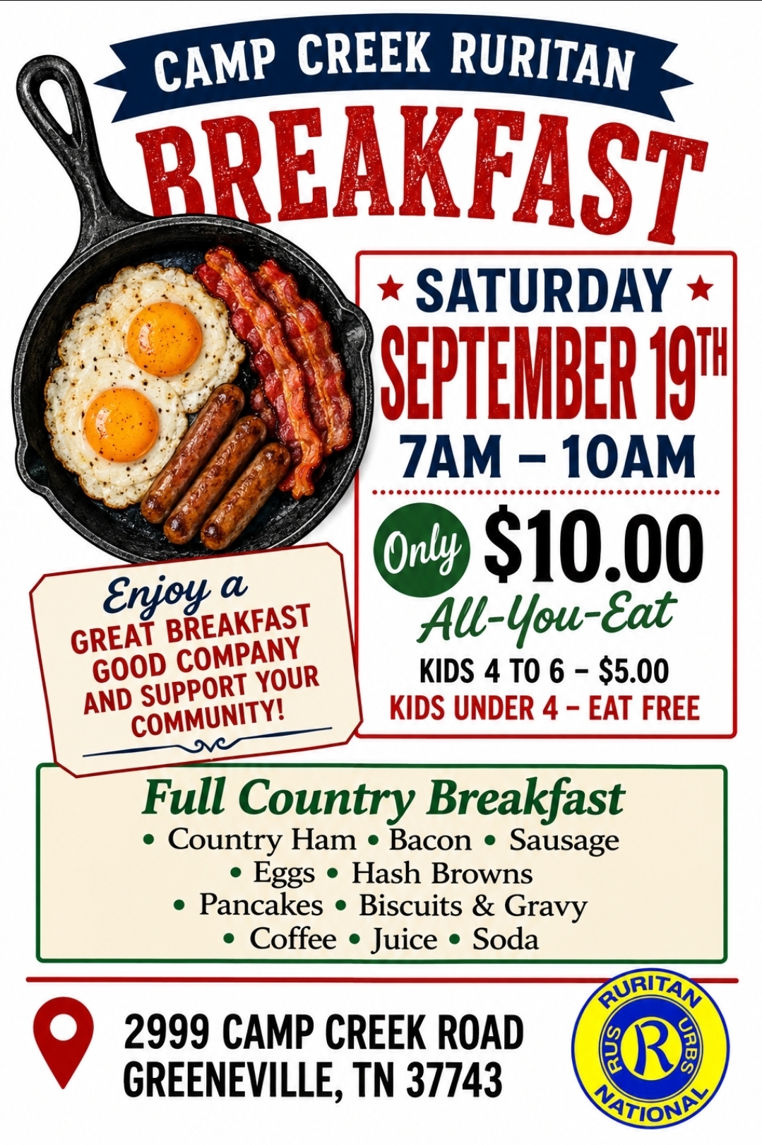 Camp Creek Ruritan Club Hosts Monthly Breakfast