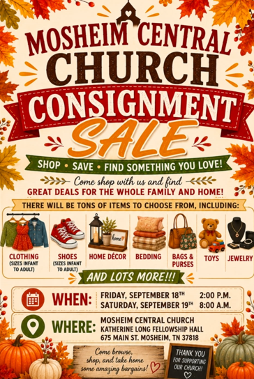 Mosheim Central Church Hosts Consignment Sale
