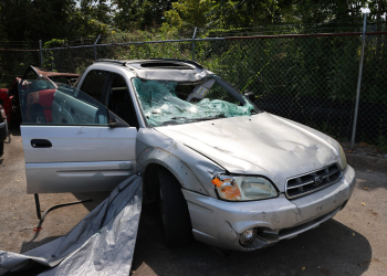 Damage to the front of the pickup truck. (ntsb.gov photo)