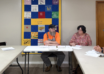 The remaining members of the Baileyton Board of Mayor and Aldermen declared two vacancies on the board Tuesday night. Alderman Sherrie Ottinger, at left, Mayor Jamie Tilson, center, and Alderman Steve Hall, at right, are the remaining members of the town's governing body.