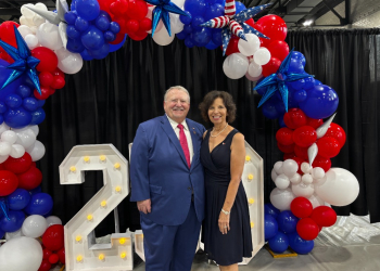 Dr. Craig and Natalie Shepherd during a VIP event prior to the luncheon and naturalization ceremony on Thursday.