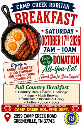 Camp Creek Volunteer Fire Department Benefit Breakfast