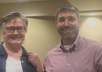 Greene County Democratic Party President Cheryl Summers with Administrator of Elections Justin Reaves.