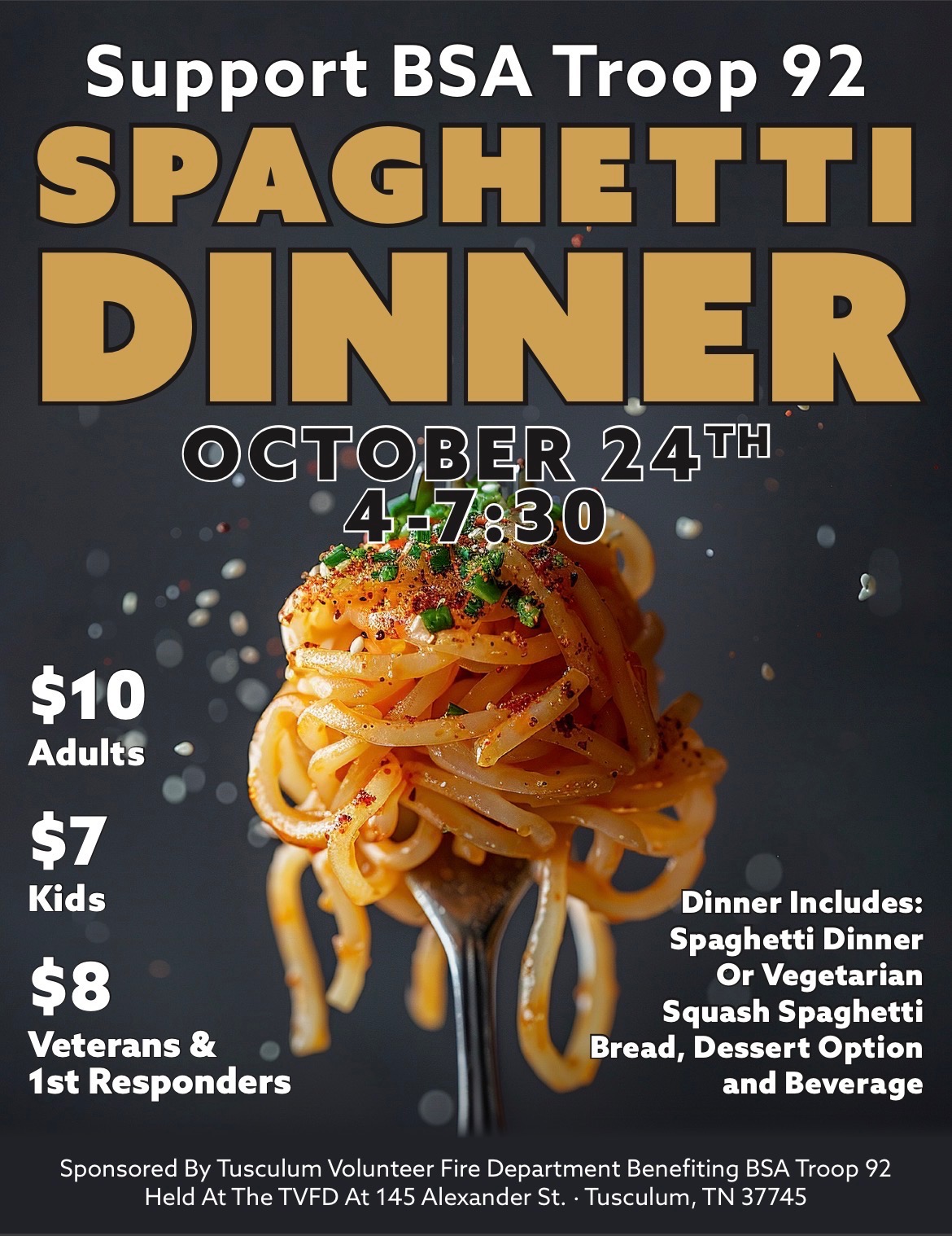 Spaghetti Dinner To Support BSA Troop 92