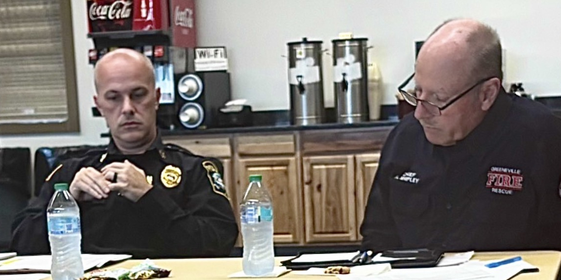 Greeneville Police Chief Josh Pierce and Fire Chief Alan Shipley discusses their departments during the Tuesday workshop.