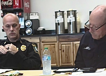 Greeneville Police Chief Josh Pierce and Fire Chief Alan Shipley discusses their departments during the Tuesday workshop.
