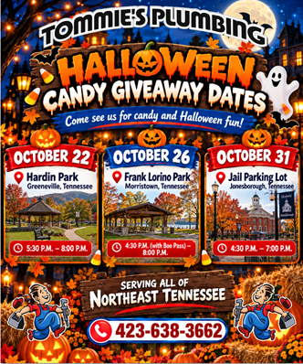 Tommie's Plumbing Halloween Candy Giveaway