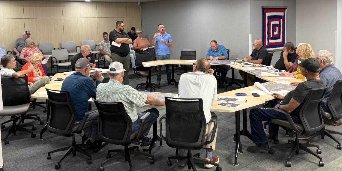 The Greene County Planning Commission hears an update on a planned wellness resort from property owner Brain Ede during its meeting Tuesday.